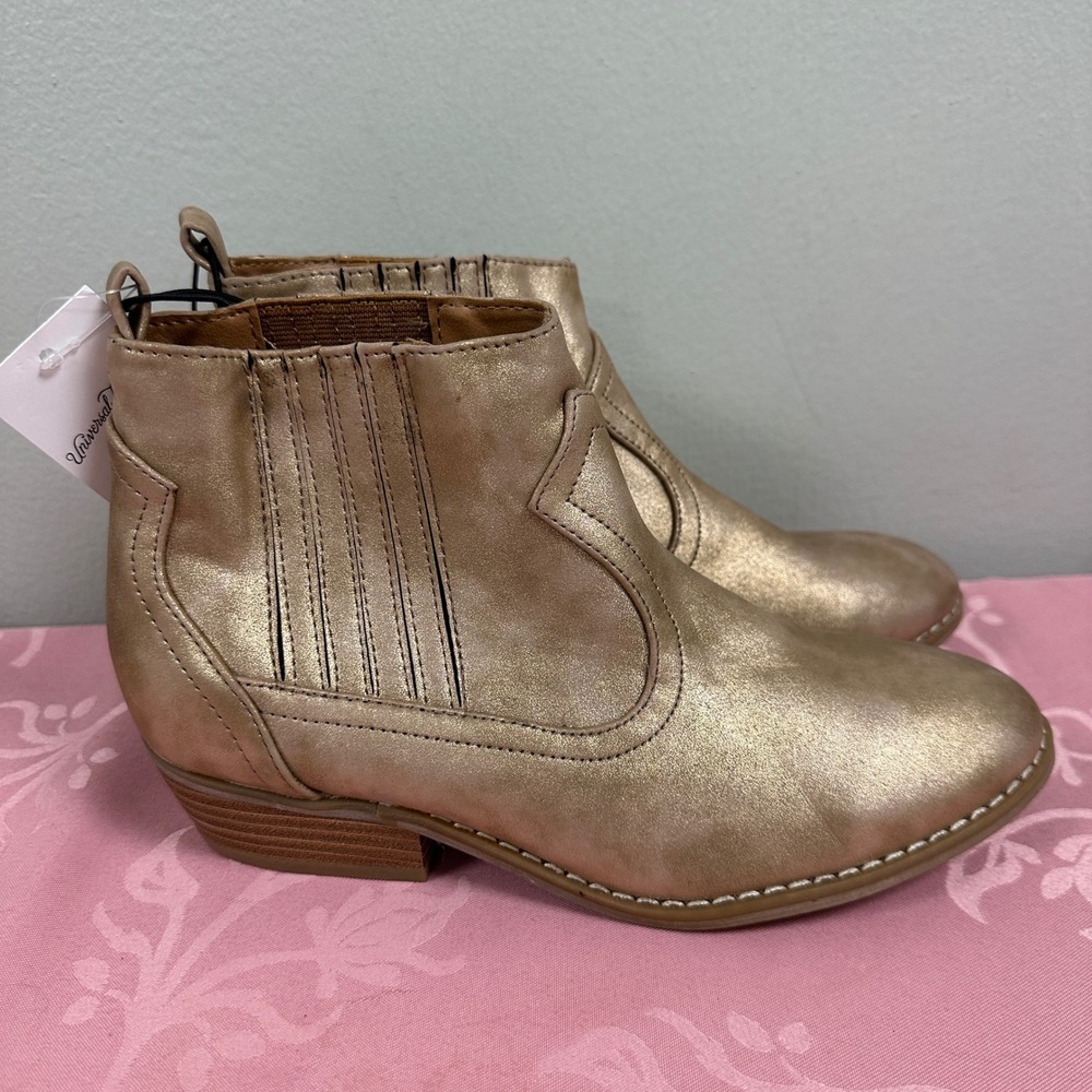 Universal Thread Georgia Gold Metallic Western Ankle Booties Women Size 7 NEW